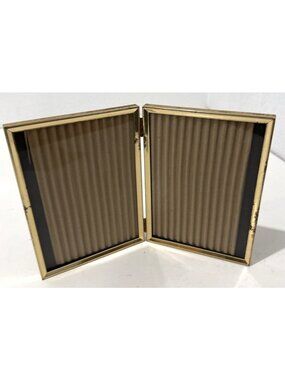 Vintage MCM Ornate Gold Tone Metal Bi-Fold Double Hinged Picture Frame 5"x7"